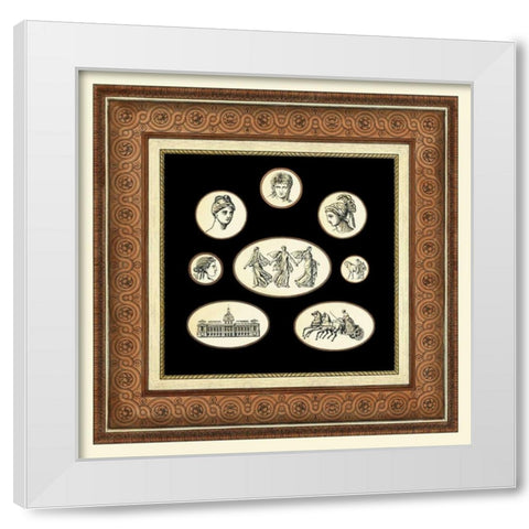 Classic Cameos I White Modern Wood Framed Art Print by Vision Studio