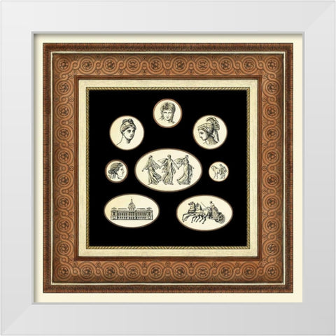 Classic Cameos I White Modern Wood Framed Art Print by Vision Studio