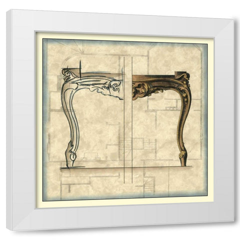 Furniture Sketch I White Modern Wood Framed Art Print by Vision Studio