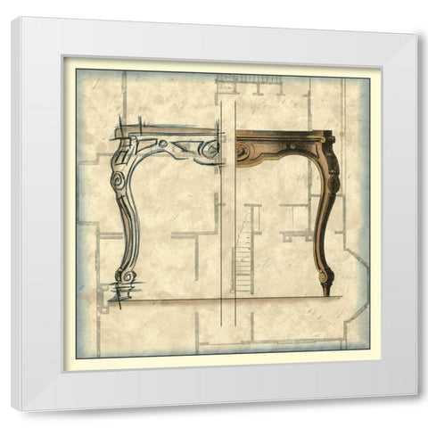 Furniture Sketch II White Modern Wood Framed Art Print by Vision Studio