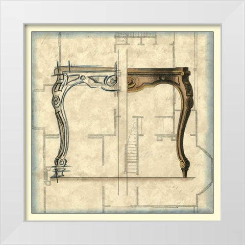 Furniture Sketch II White Modern Wood Framed Art Print by Vision Studio