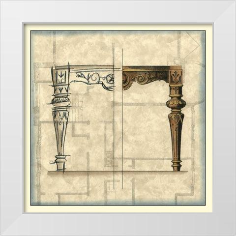 Furniture Sketch IV White Modern Wood Framed Art Print by Vision Studio