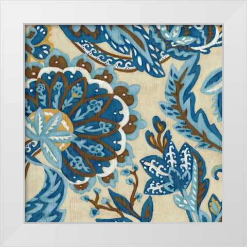 Indigo Tapestry I White Modern Wood Framed Art Print by Zarris, Chariklia