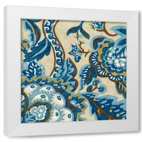 Indigo Tapestry II White Modern Wood Framed Art Print by Zarris, Chariklia