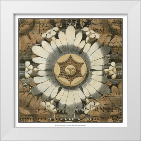 Rosette Detail V White Modern Wood Framed Art Print by Vision Studio