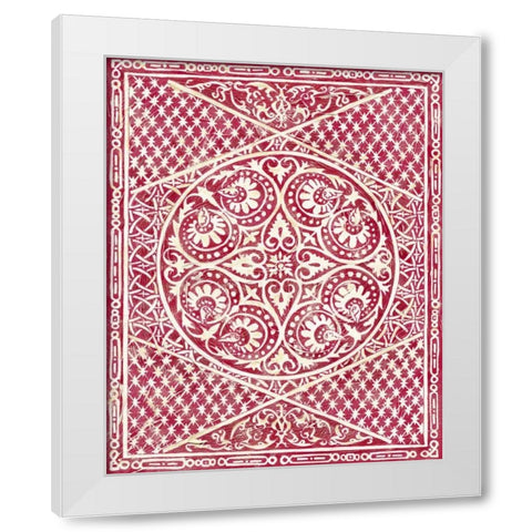 Woodcut in Red II White Modern Wood Framed Art Print by Zarris, Chariklia