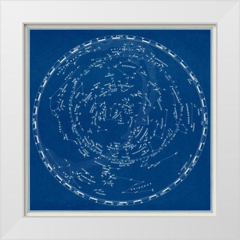 Stars and Constellations Chart White Modern Wood Framed Art Print by Vision Studio