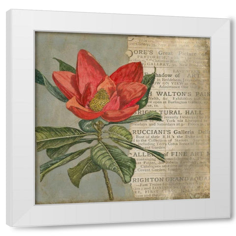 Vintage Fleur Rouge I White Modern Wood Framed Art Print by Meagher, Megan