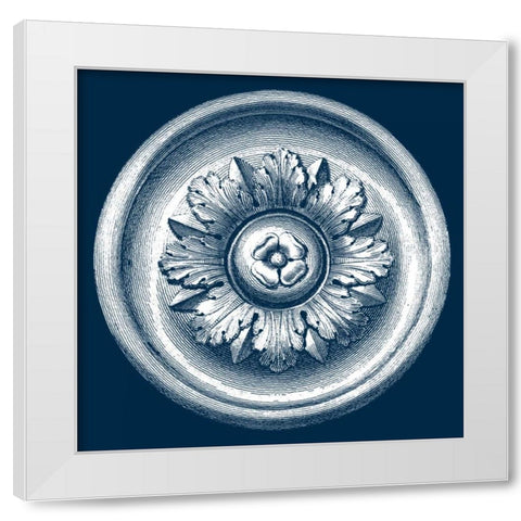 Classic Medallion on Navy I White Modern Wood Framed Art Print by Vision Studio