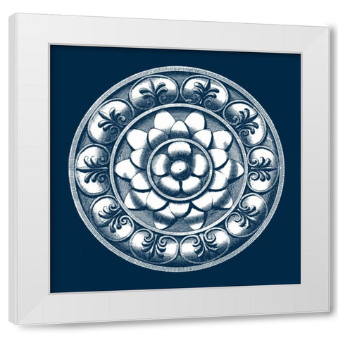 Classic Medallion on Navy II White Modern Wood Framed Art Print by Vision Studio