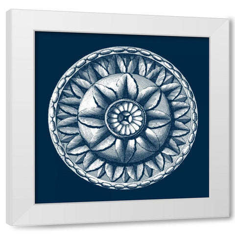 Classic Medallion on Navy III White Modern Wood Framed Art Print by Vision Studio