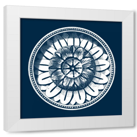 Classic Medallion on Navy IV White Modern Wood Framed Art Print by Vision Studio