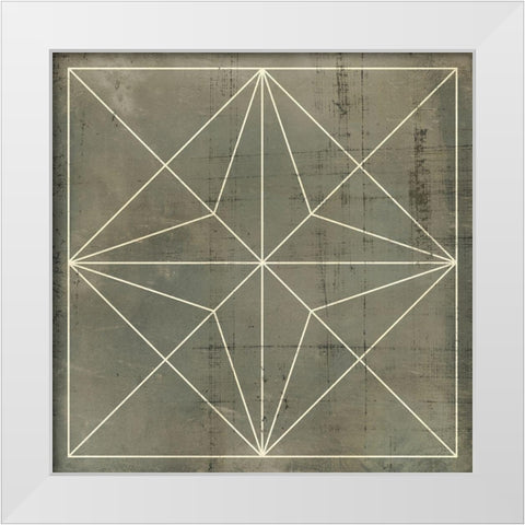 Geometric Blueprint I White Modern Wood Framed Art Print by Vision Studio