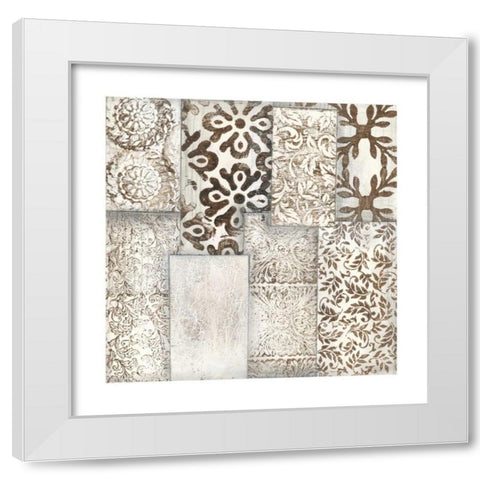 Neutral Patterned Patchwork I White Modern Wood Framed Art Print by Goldberger, Jennifer