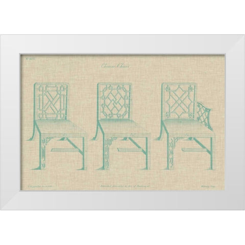 Chinese Chippendale Chairs I White Modern Wood Framed Art Print by Vision Studio
