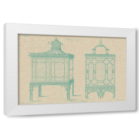 Chinese Chippendale Cabinet I White Modern Wood Framed Art Print by Vision Studio