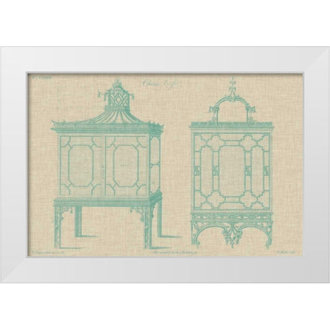 Chinese Chippendale Cabinet I White Modern Wood Framed Art Print by Vision Studio