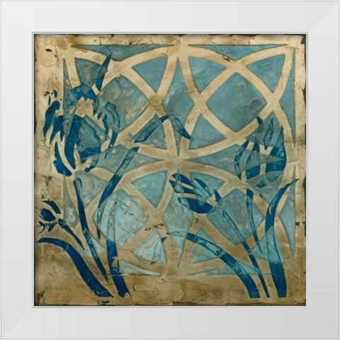 Stained Glass Indigo III White Modern Wood Framed Art Print by Meagher, Megan