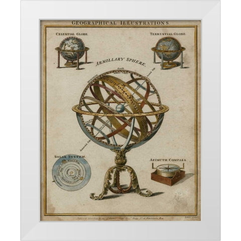Geographical Illustrations White Modern Wood Framed Art Print by Vision Studio