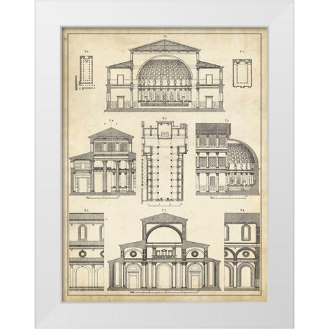 Vintage Architects Plan I White Modern Wood Framed Art Print by Vision Studio