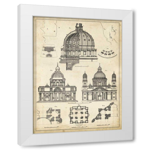 Vintage Architects Plan II White Modern Wood Framed Art Print by Vision Studio