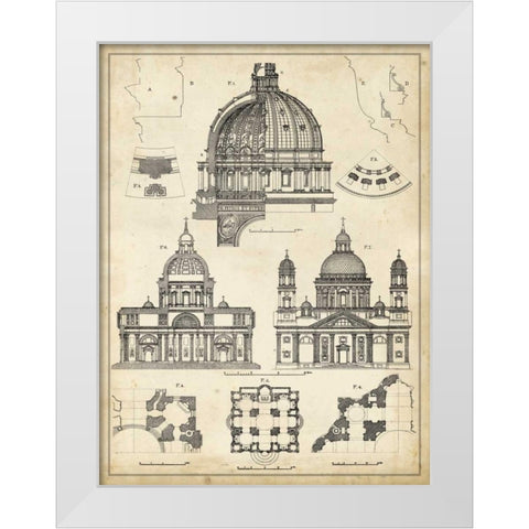 Vintage Architects Plan II White Modern Wood Framed Art Print by Vision Studio