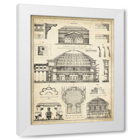 Vintage Architects Plan III White Modern Wood Framed Art Print by Vision Studio