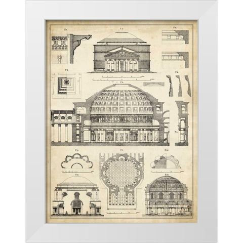 Vintage Architects Plan III White Modern Wood Framed Art Print by Vision Studio