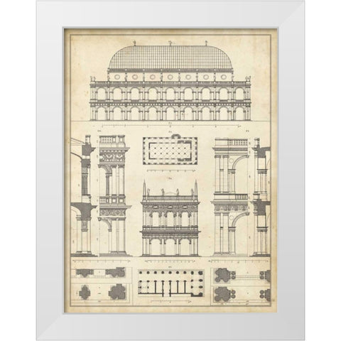 Vintage Architects Plan IV White Modern Wood Framed Art Print by Vision Studio