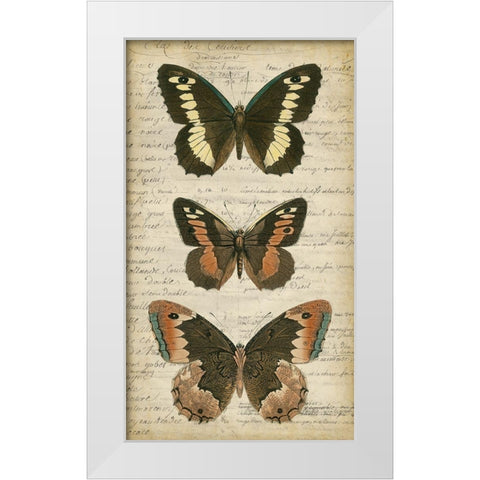 Butterfly Script I White Modern Wood Framed Art Print by Vision Studio