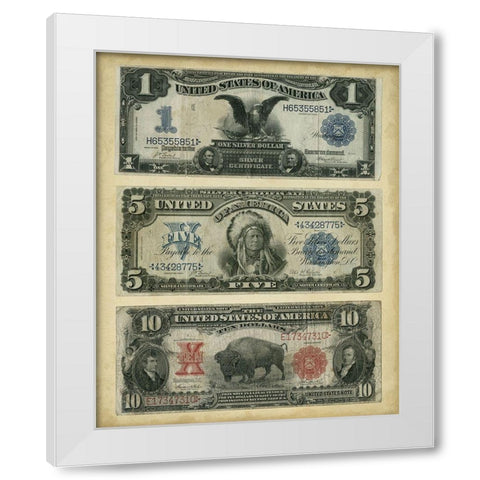 Antique Currency VI White Modern Wood Framed Art Print by Vision Studio