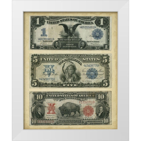Antique Currency VI White Modern Wood Framed Art Print by Vision Studio