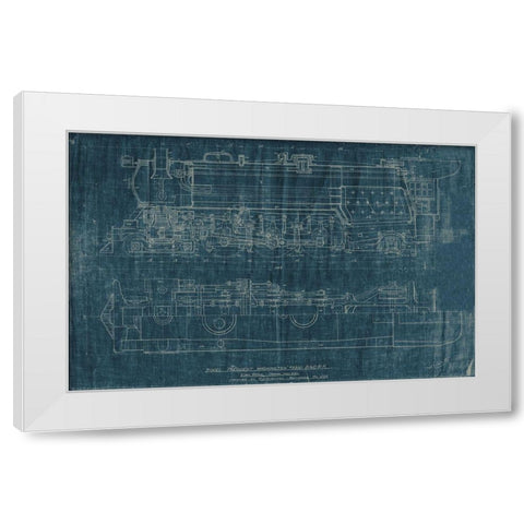Train Blueprint I White Modern Wood Framed Art Print by Vision Studio