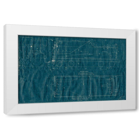 Train Blueprint III White Modern Wood Framed Art Print by Vision Studio
