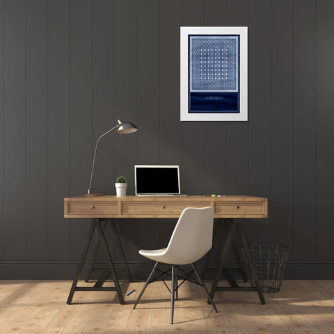 Indigo Tile VI White Modern Wood Framed Art Print by Vision Studio