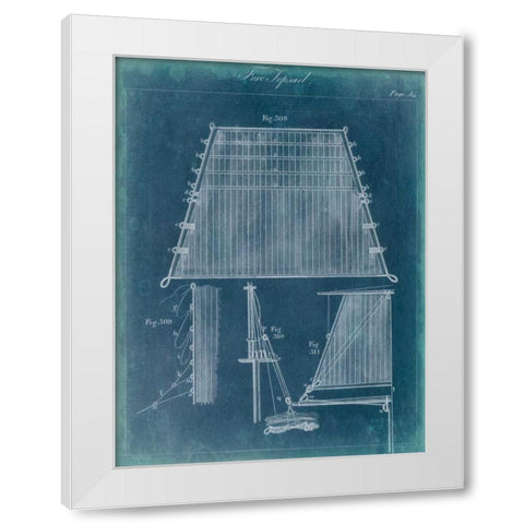 Nautical Detail Blueprint I White Modern Wood Framed Art Print by Vision Studio