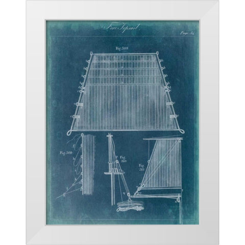 Nautical Detail Blueprint I White Modern Wood Framed Art Print by Vision Studio