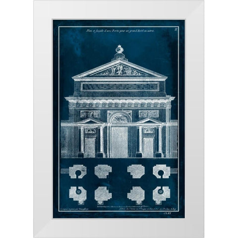 Palace Facade Blueprint I White Modern Wood Framed Art Print by Vision Studio