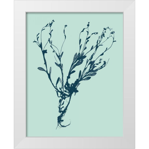 Indigo and Mint Botanical Study VI White Modern Wood Framed Art Print by Vision Studio