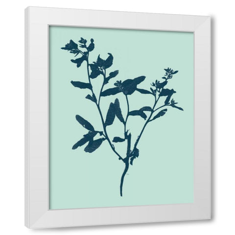 Indigo and Mint Botanical Study VII White Modern Wood Framed Art Print by Vision Studio