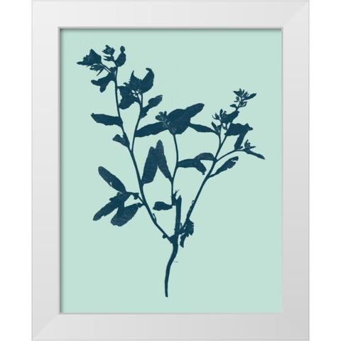 Indigo and Mint Botanical Study VII White Modern Wood Framed Art Print by Vision Studio