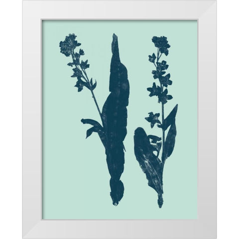 Indigo and Mint Botanical Study VIII White Modern Wood Framed Art Print by Vision Studio