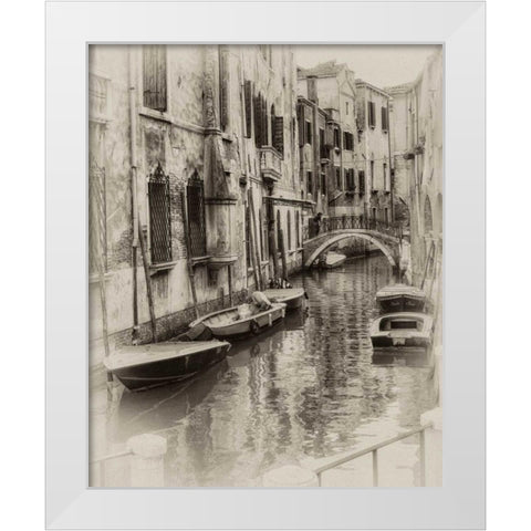 Six Boats Sepia White Modern Wood Framed Art Print by Head, Danny