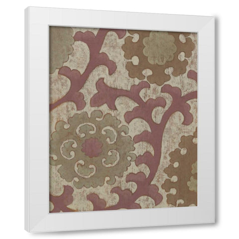 Plum Suzani I White Modern Wood Framed Art Print by Zarris, Chariklia