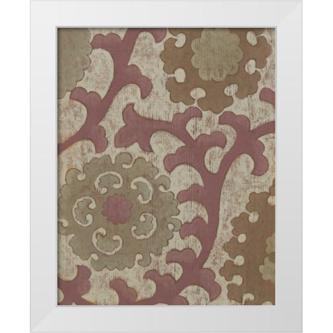 Plum Suzani I White Modern Wood Framed Art Print by Zarris, Chariklia
