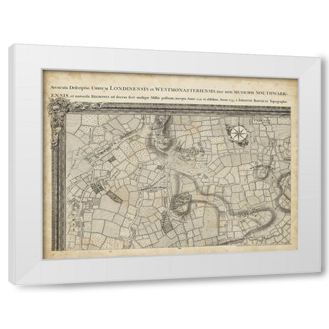 Map of London Grid I White Modern Wood Framed Art Print by Unknown