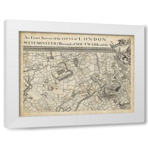 Map of London Grid II White Modern Wood Framed Art Print by Unknown