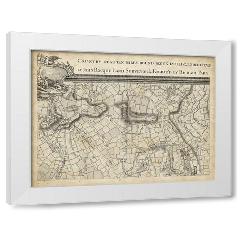 Map of London Grid III White Modern Wood Framed Art Print by Unknown