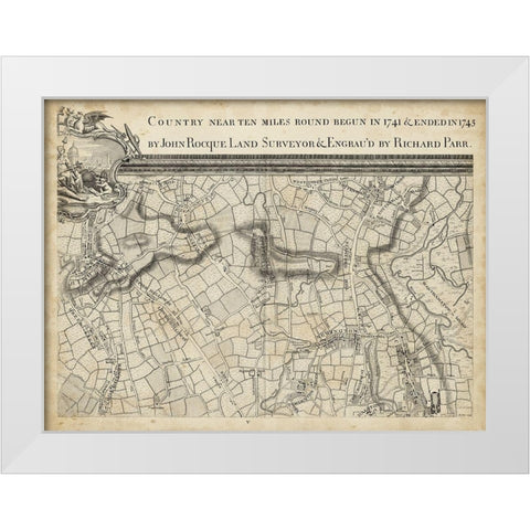 Map of London Grid III White Modern Wood Framed Art Print by Unknown