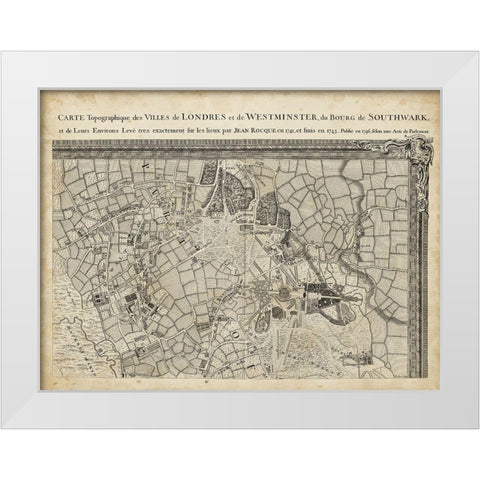 Map of London Grid IV White Modern Wood Framed Art Print by Unknown